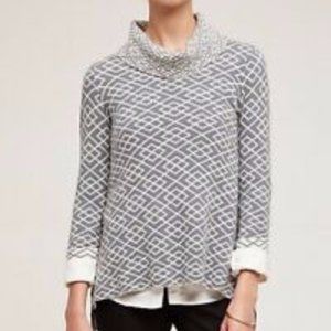Anthropologie Galena Cowl Neck Sweater Gray Soft Geometric